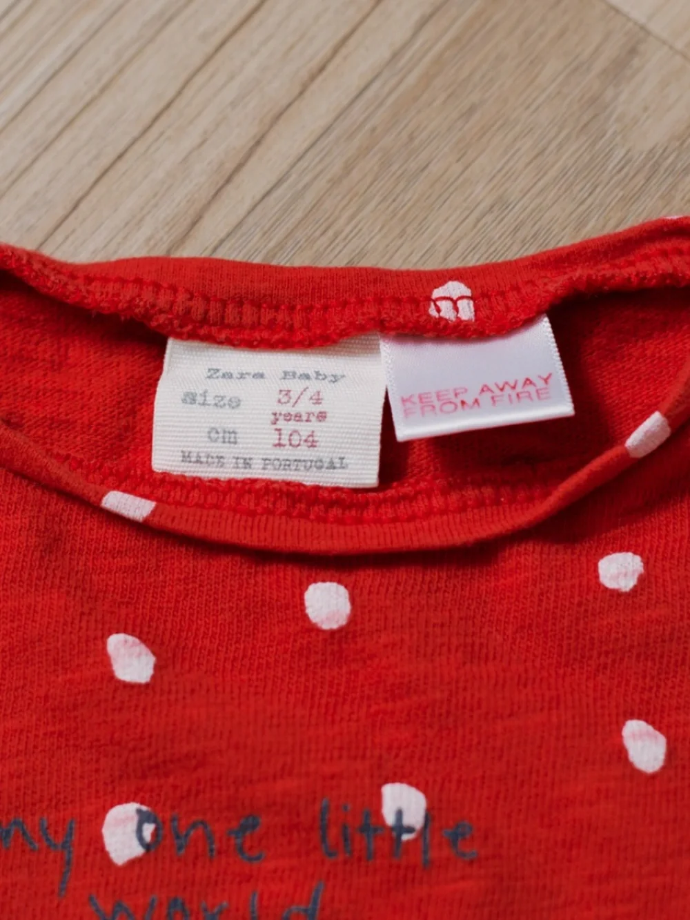 Zara Children's T-Shirt - Red Polka Dots with Music Note - Size 3T